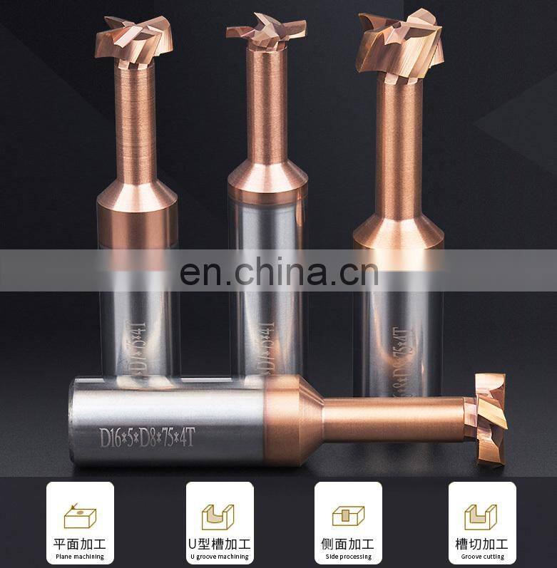8mm Shank T Type Grooving Milling Cutter Overall Alloy Steel Slotting Router Bits CNC Tool Endmill