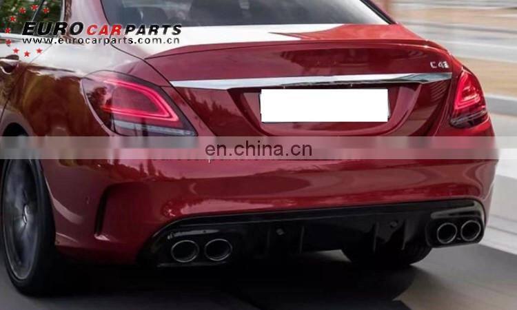 2019 W205 C43 diffuser for C-class W205 sport 2014-2019 to C43 sedan style diffuser with oval exhaust tip for W205 diffuser