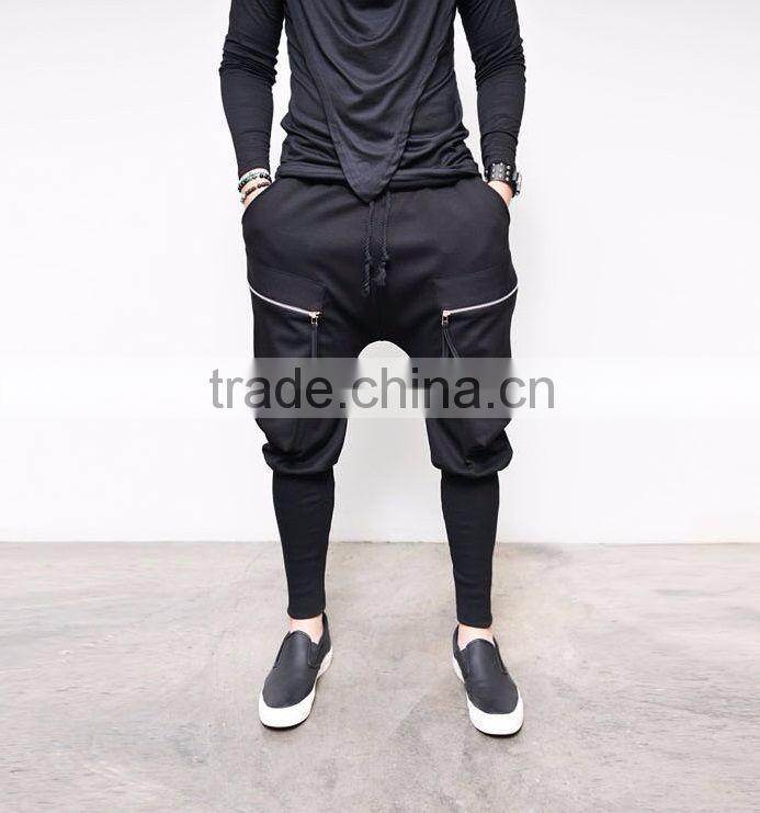 Big Zip Pocket Leggins Baggy Sweatpants Jogger Pants Black Standard Sports