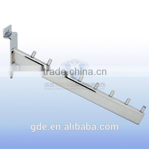 Metal chrome slatwall waterfall display hook with 7 pins