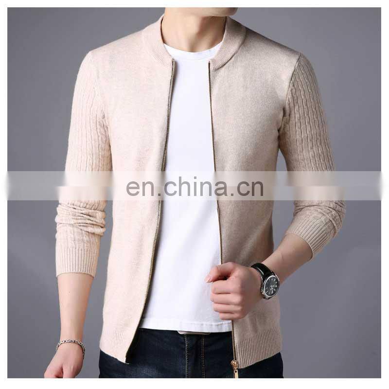 Factory wholesale spring and autumn new men's knitted cardigan fashion slim-fit stand collar sweater