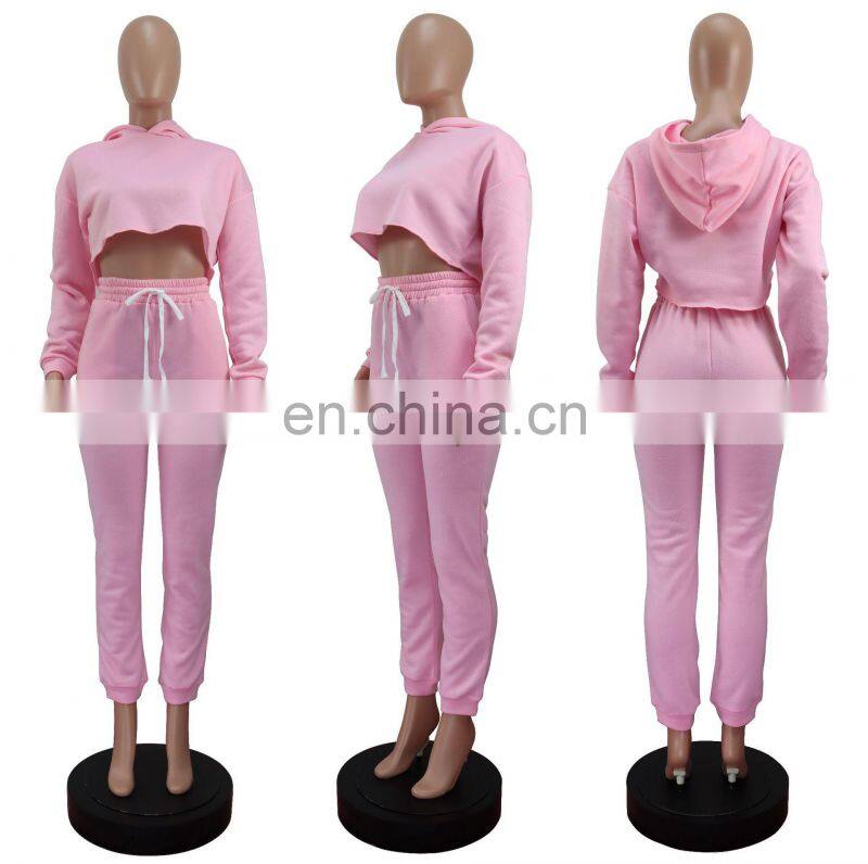 Customized wholesale two-piece women's casual wear two-piece hoodie plus size sweatpants suit jogging suit women