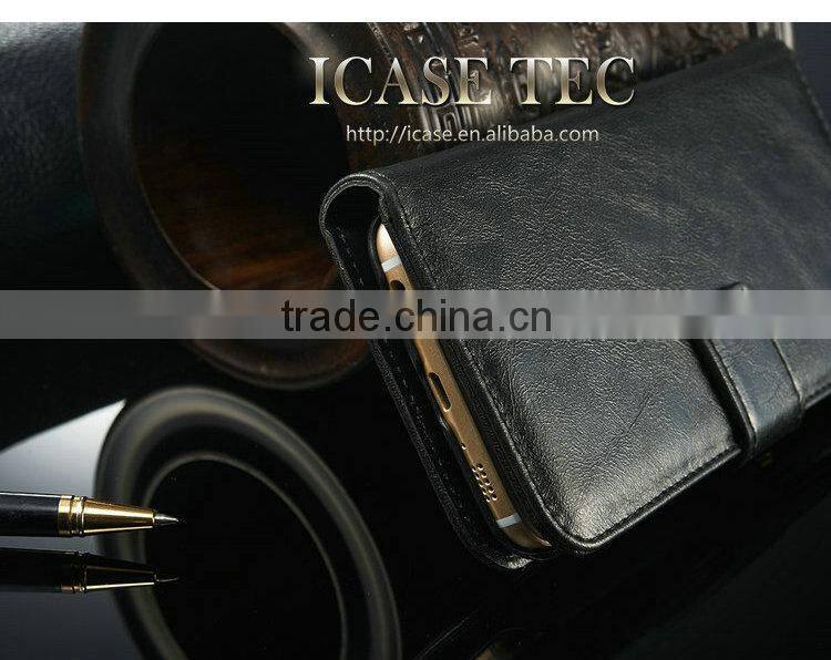 2 in 1 Crazy Horse Leather Wallet Case for Samsung Galaxy S6 Case Cover