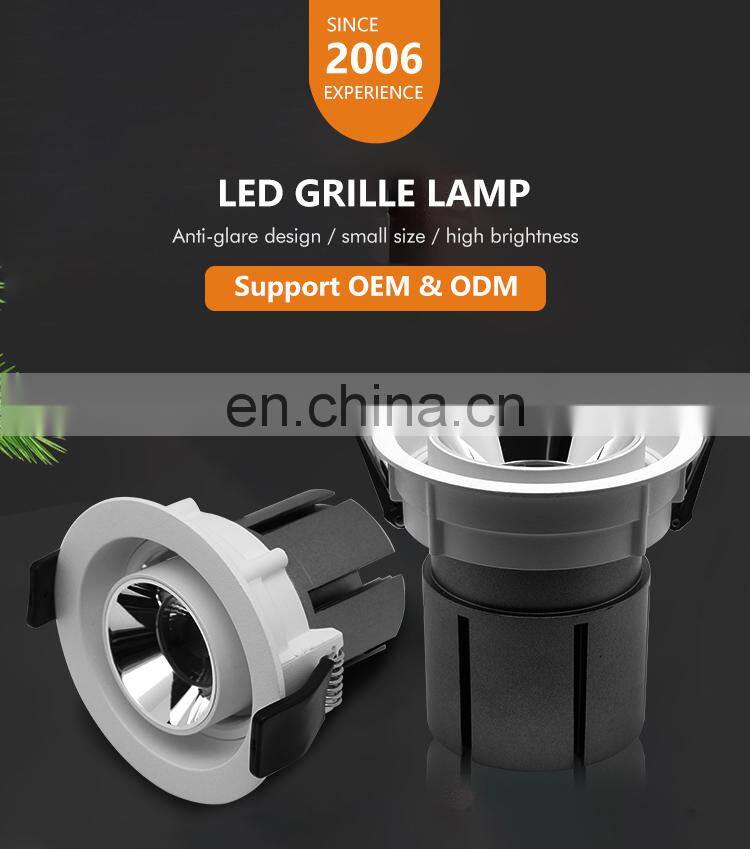 High Quality Aluminum Profile Ceiling Downlight Recessed Shopping Mall Hotel Project 7W Grille Lamp