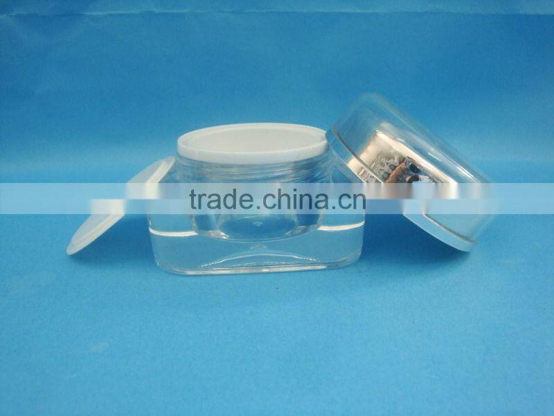 cosmetic clear square shape acrylic plastic jar with plastic cap