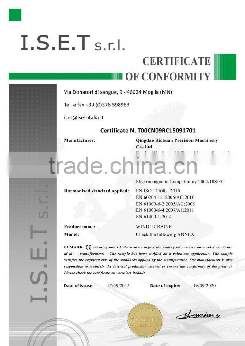 1000W/150rpm Coreless disc type generator; Low RPM PMG (Permanent Magnet Generator)