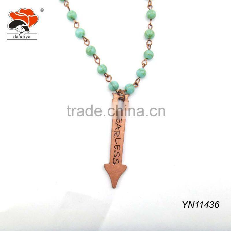 Blue Color Glass beads ,handmade beads with arrow necklace