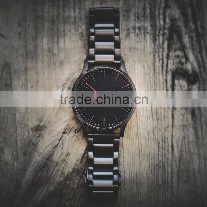 Luxury Fashion Design Black Stainless Steel Case Men Watch With Custom Logo