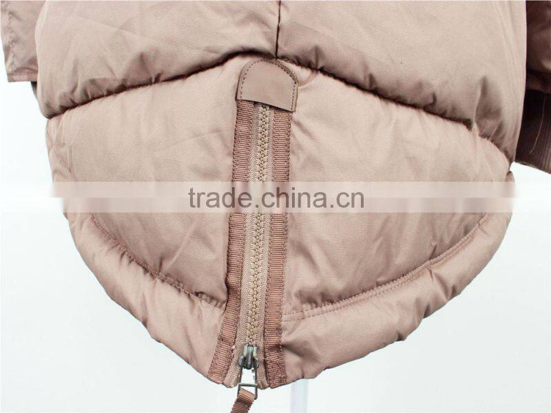 Lady's fashion hot selling stock clothing padded jacket with AC coated