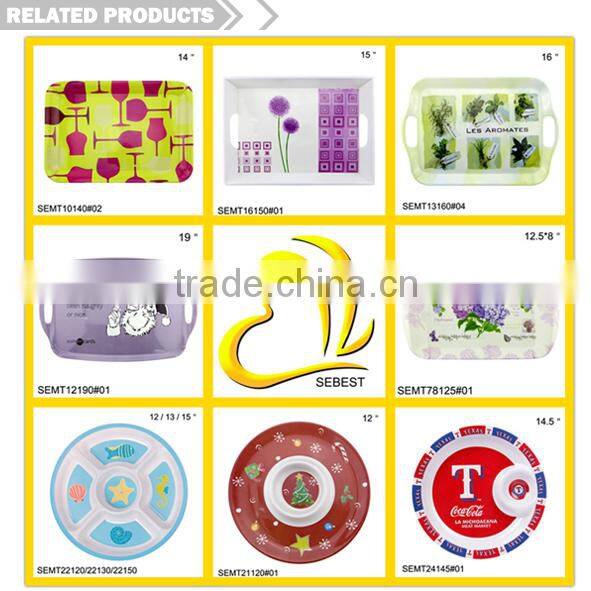 European style tableware custom printed color melamine serving tray