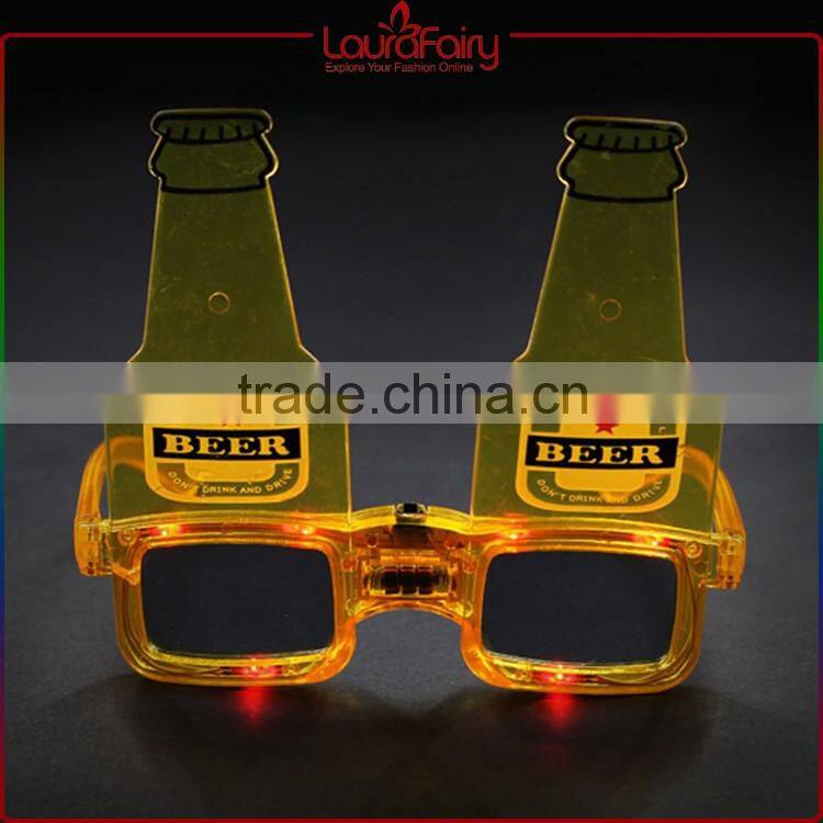 Laura Fairy Custom Logo New Design Yellow Frame Beer Bottle Shaped Party Sunglasses