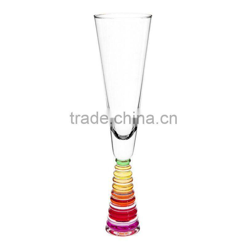 Colored wine glass, Spinning top multicoloured glass