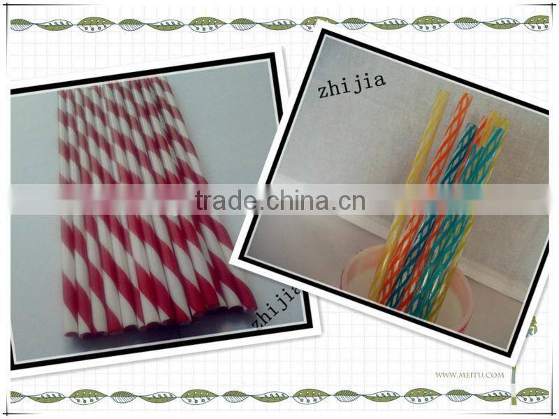 Hard plastic striped drinking straw