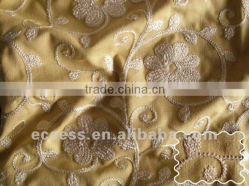 100%linen embroidered upholstery fabric for cushion curtain