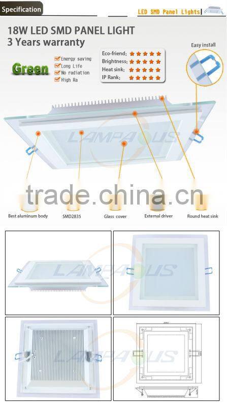 2014 hot selling CE & ROHs approved 18w led panel light 100lm/w lighting dimming square led ceiling lights