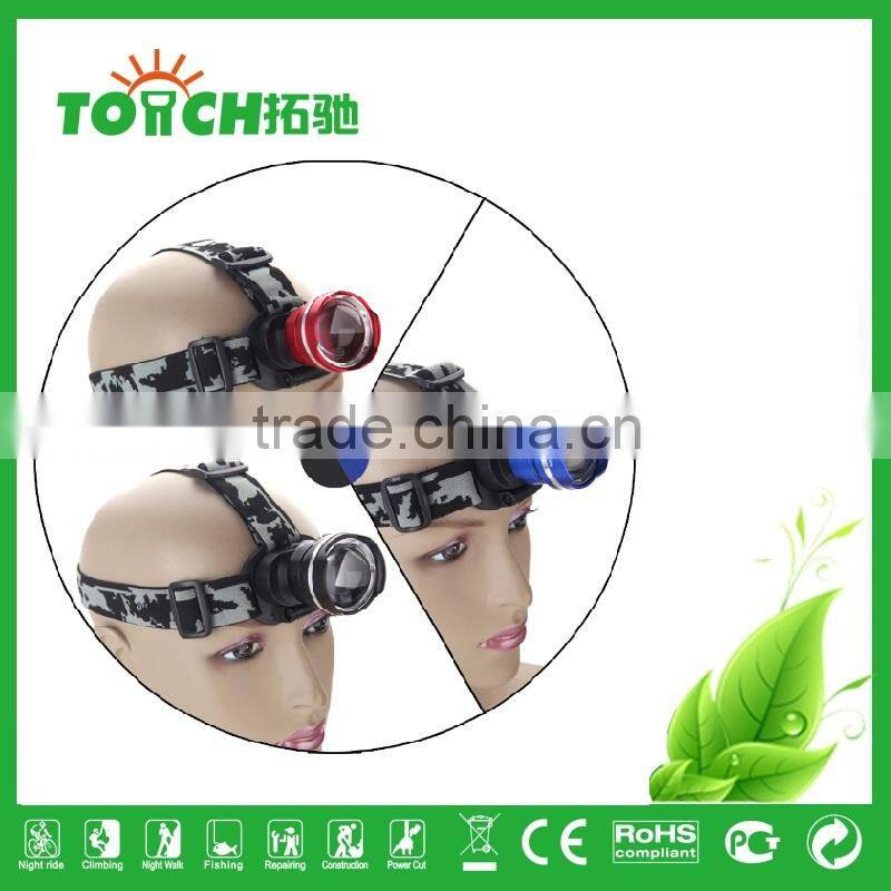 Zoomable CRE E XM-L T6 LED Headlight 4-Mode Adjustable 2*18650 Battary Light for Camping Hiking with Car Charger TL-7032