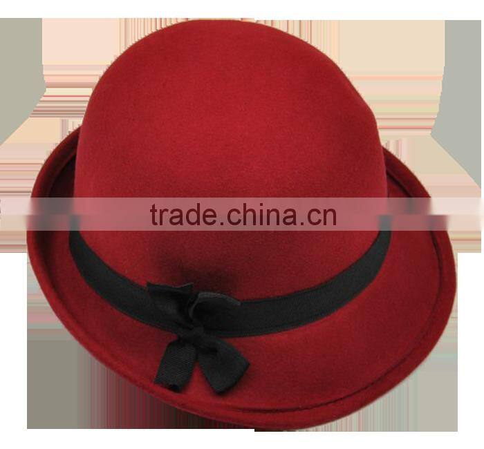 Wool Felt Bowler Trilby Hat for ladies