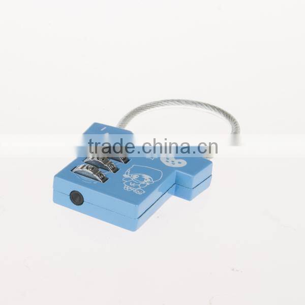 Children gift fashion lock 3 digital clothes cable lock