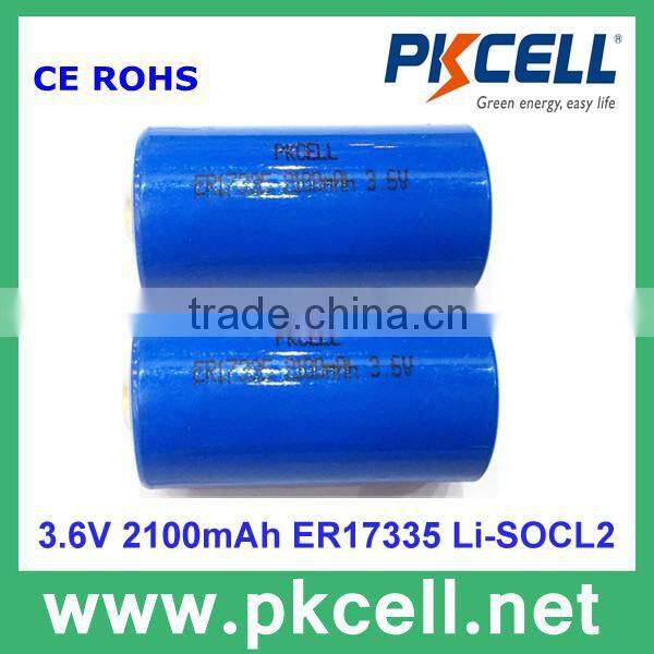 Factory price Hot sale 3.6V ER17335 2100mAh Li-SOCL2 Battery Lithium Battery sale on alibaba