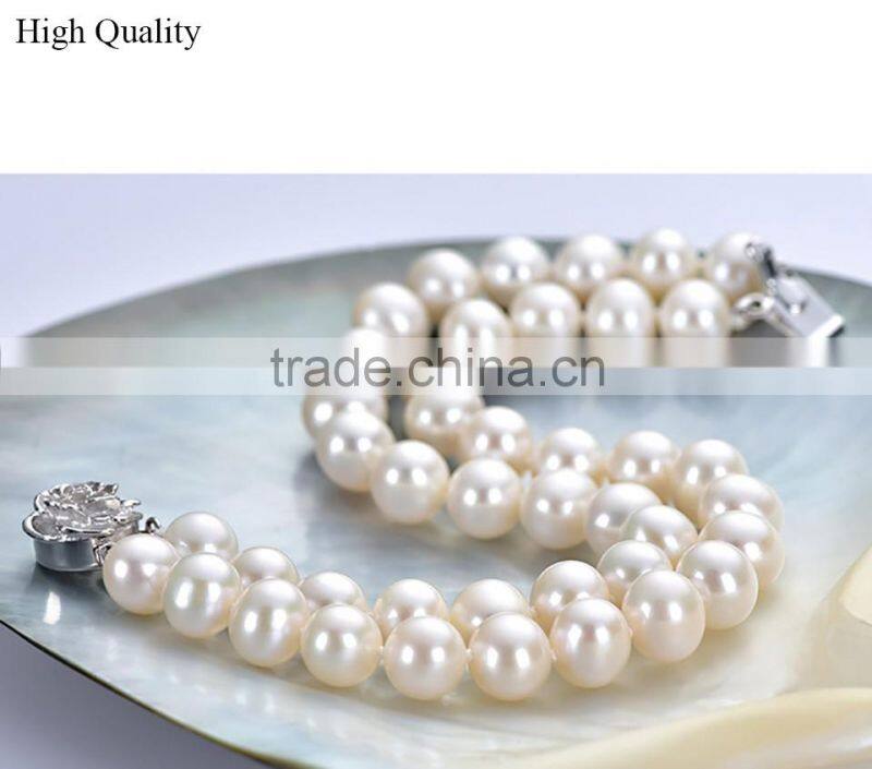 7.5-8.5mm high luster near round competitive two layer real pearl bracelet