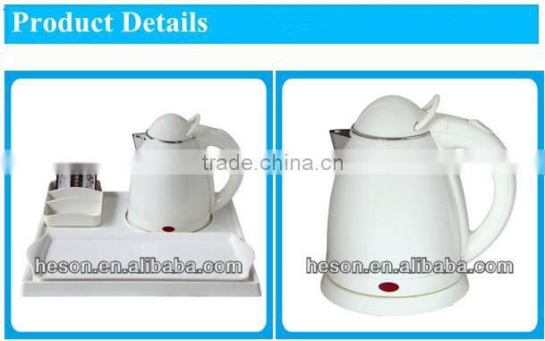 hotel room equipment electric mini water kettle with melamine tray set for guest room