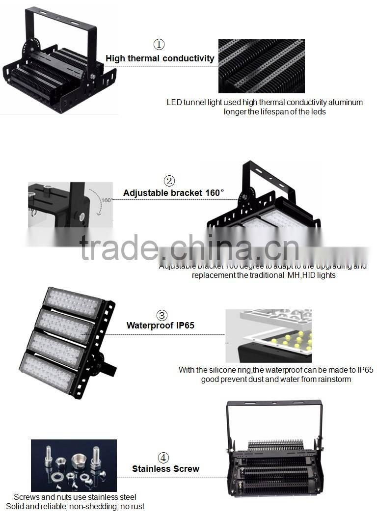 Factory Direct Selling CE RoHS LVD EMC Approved Waterproof IP65 Module Design 50W 100W 150W 200W 300W 400W LED Tunnel Light