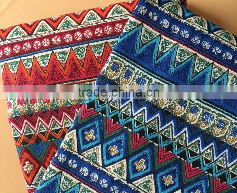 linen printed fabric national style table cloth pillow