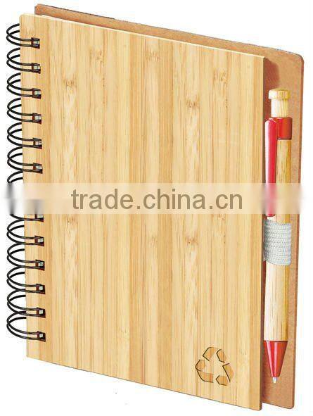 Natural color recycle bamboo notebook with spiral