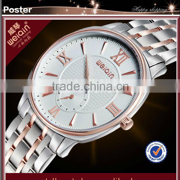 Stainless steel wrist watch sapphire glass ultra thin watch