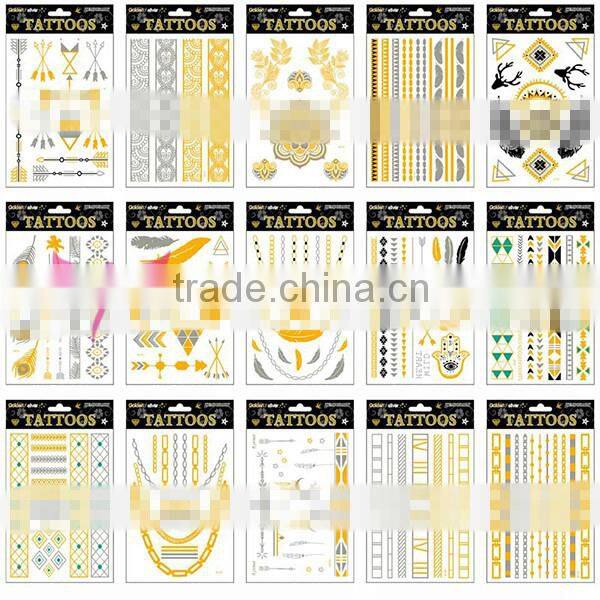 Easam metallic tattoo sticker,gold metallic tattoo,custom metallic temporary tattoo