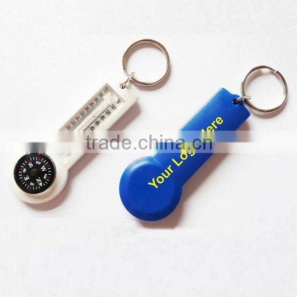 Multi-function Keychain with Compass and Thermometer