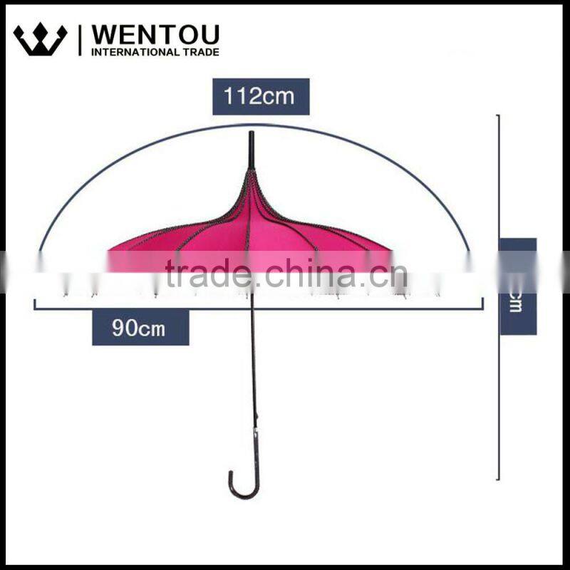 Blooming Brollies Ribbed Polka Dot Pagoda Umbrella