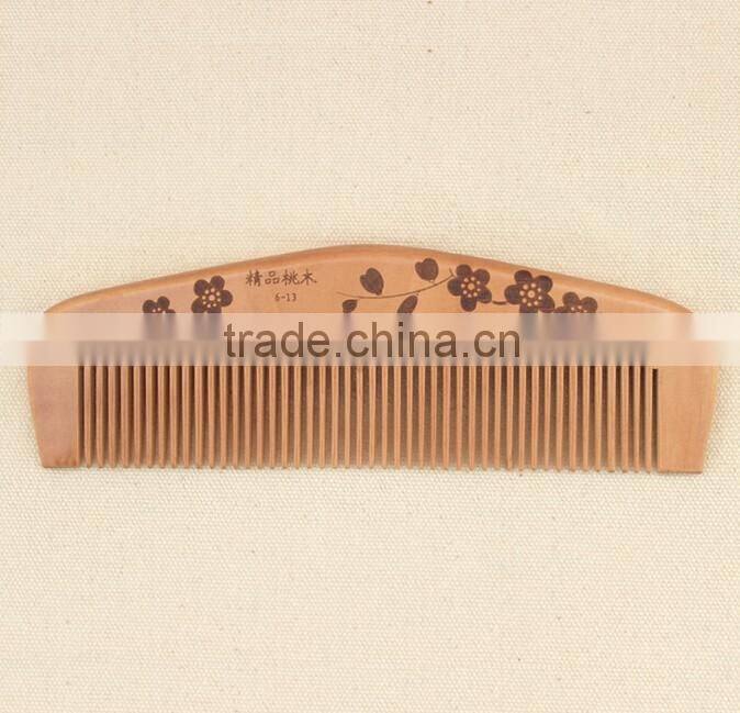 Hot sale OEM peach wood pocket size personalized hair comb