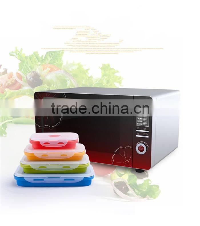 4 Pack (350ML , 540ML , 800ML , 1200ML)Fashionable & Stackable Food Storage Containers, silicone collapsible lunch box