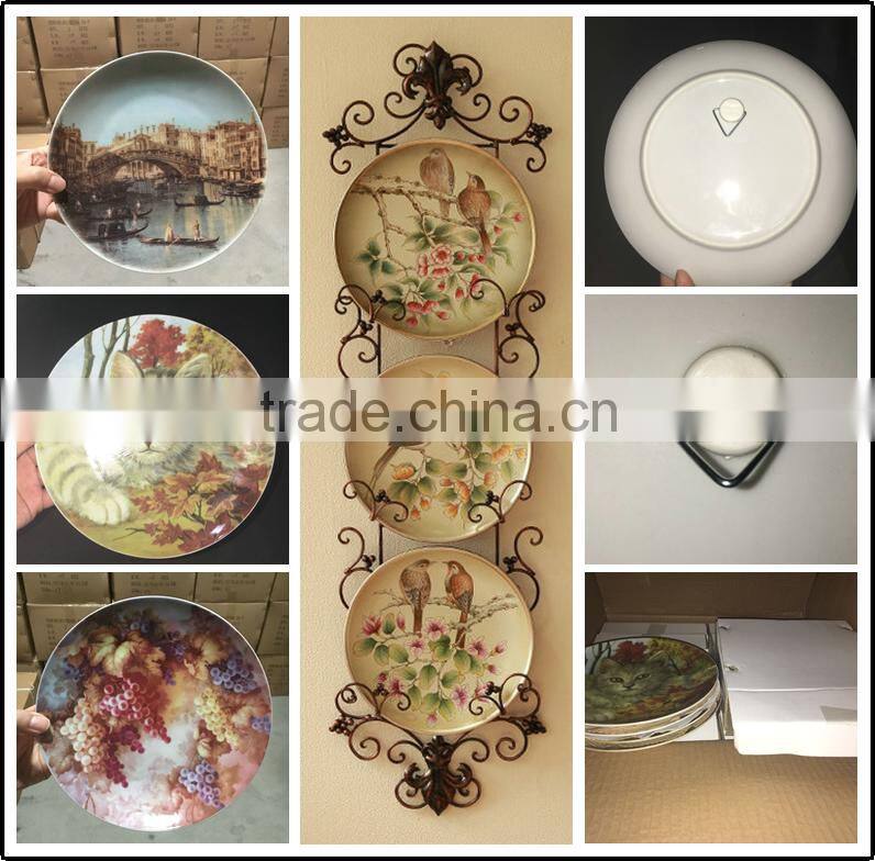 home decor 8 '' round birds custom ceramic plates, decorative grape plates, custom printed ceramic plate