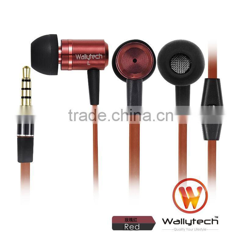 WHF-110 Flat Cable In-Ear Metal Earphones with Microphone and ON/OFF Remote for gift