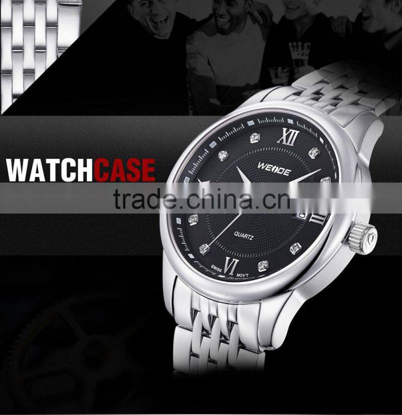 WEIDE full stainless steel wrist watch high quality quartz watches men