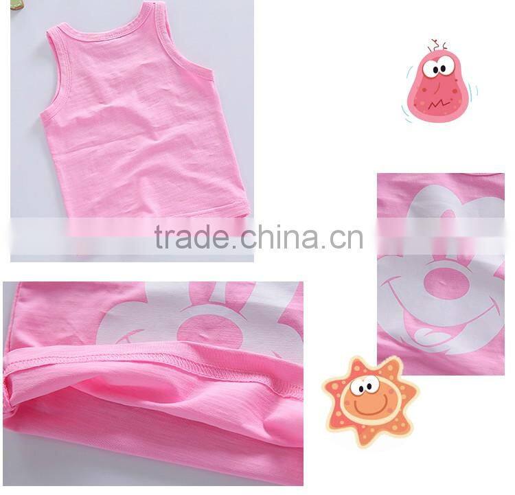 Factory Price Multicolor Children Soft Cotton Cartoon Face Printed Cheap Vest