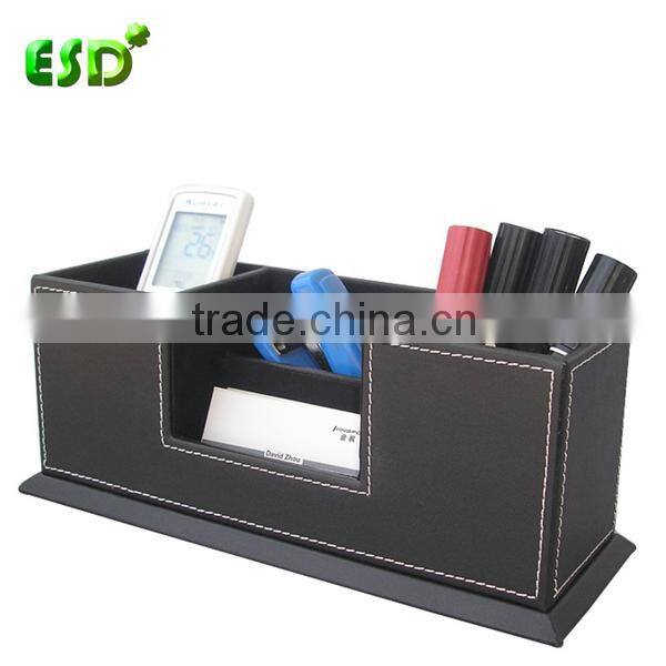 Double Holder Leather Multi-Function Desk Stationery Pen Pencil Holder