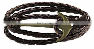 Genuine blue leather Bracelet Adjustable Anchor hook Accessory bracelet