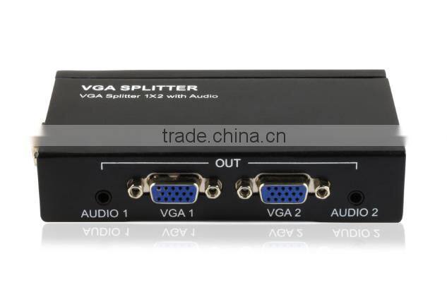 China alibaba VGA Splitter 2 outputs 1 inout 1X2 with 3.5mm Stereo Audio