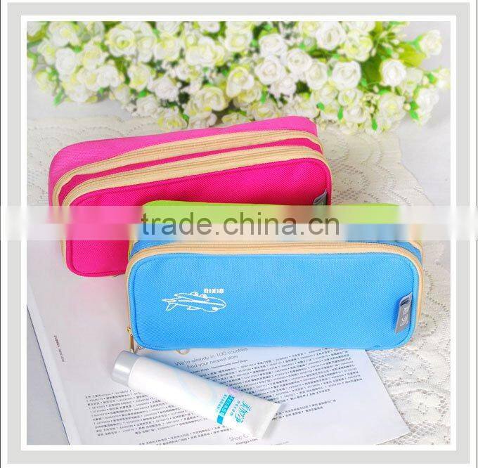 Multi-function travel bag,canvas two colors wash bag,21*7*10cm OPP cosmetic bag