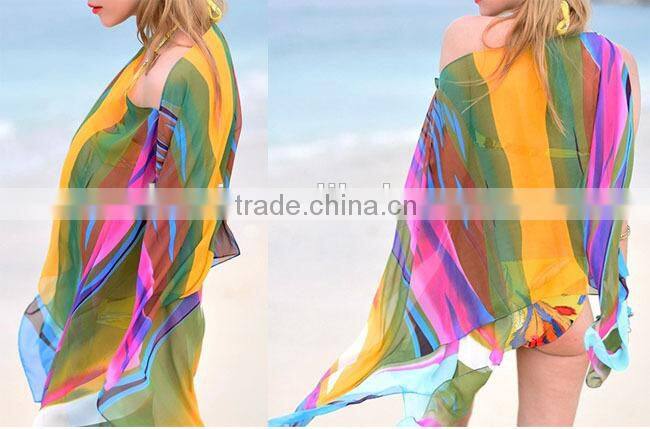 Hot selling super big colorful sexy mature beach pareo rayon cover up beach dress