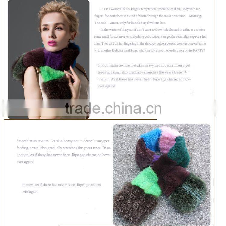 New Product Fashion Women Winter Contrast Color Rabbit Fur Scarf with Raccoon Fur Scarf Neckerchief