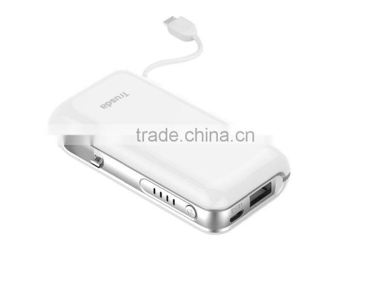 U902 Built in Cables Custom logo High quality Lithium battery 5200mAh power bank for Phones and Tablets