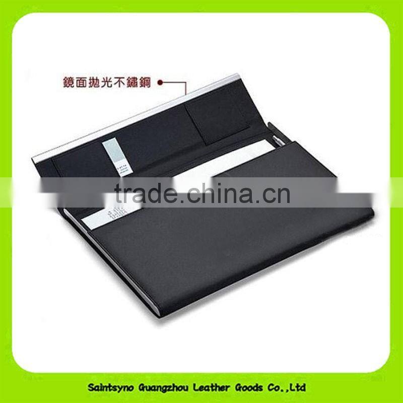 16038 A4 PU leather stainless steel frame magnetic closure folder for documents holder file padfolio