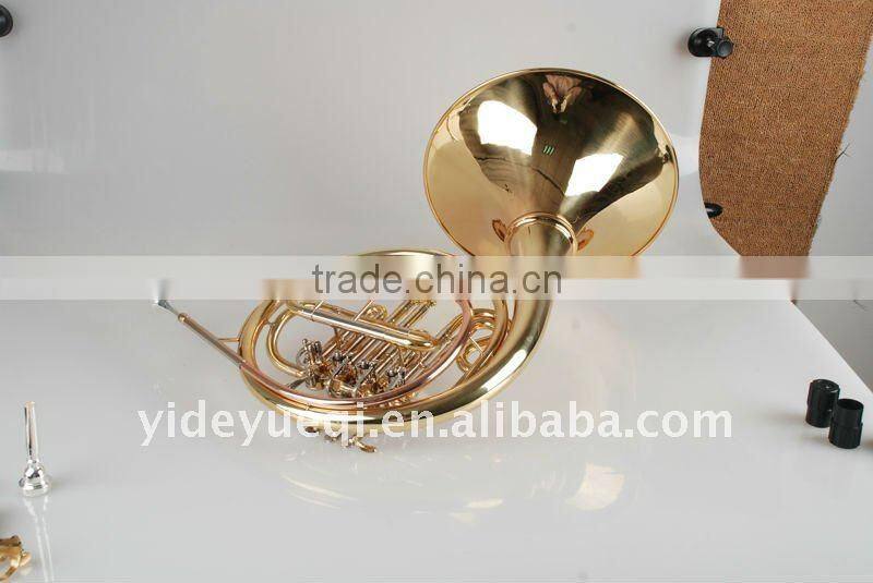 High quality yellow brass gold lacquer French horn