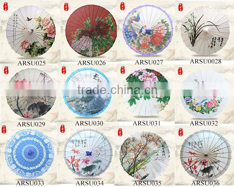 Antique Japanese Paper umbrellas with Wooden Handle