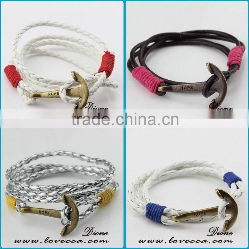 Fashion Design Engraved Logo Vintages Hook Anchor Bracelet Factory Wholesale