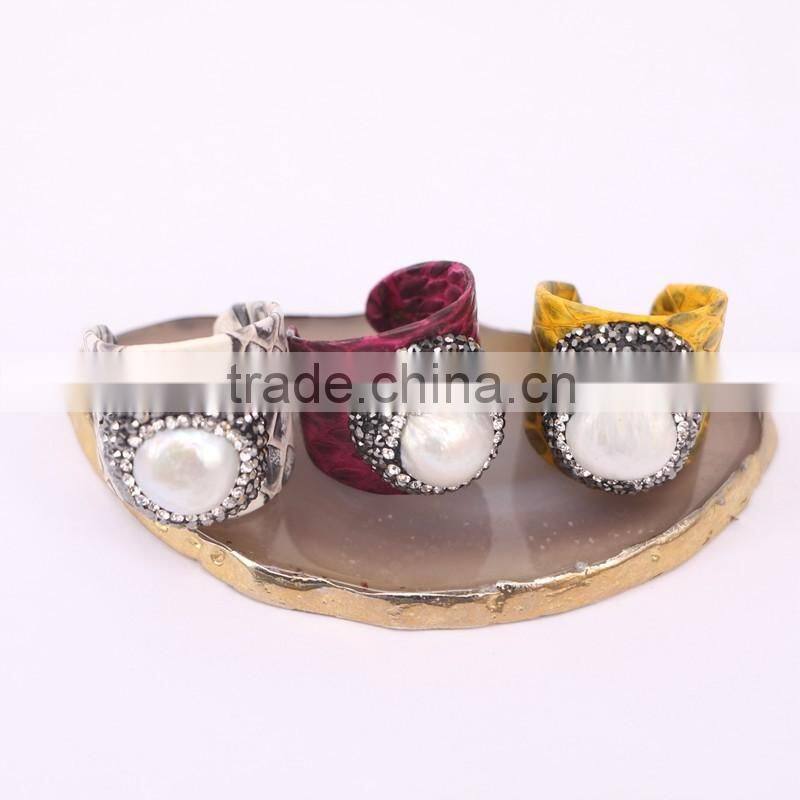 Faceted Stone RingGemstone Fashion Ring, Snakeskin Rings,Round Shape Pave Setting Crystal Jewelry Finger Gem stone Druzy Ring